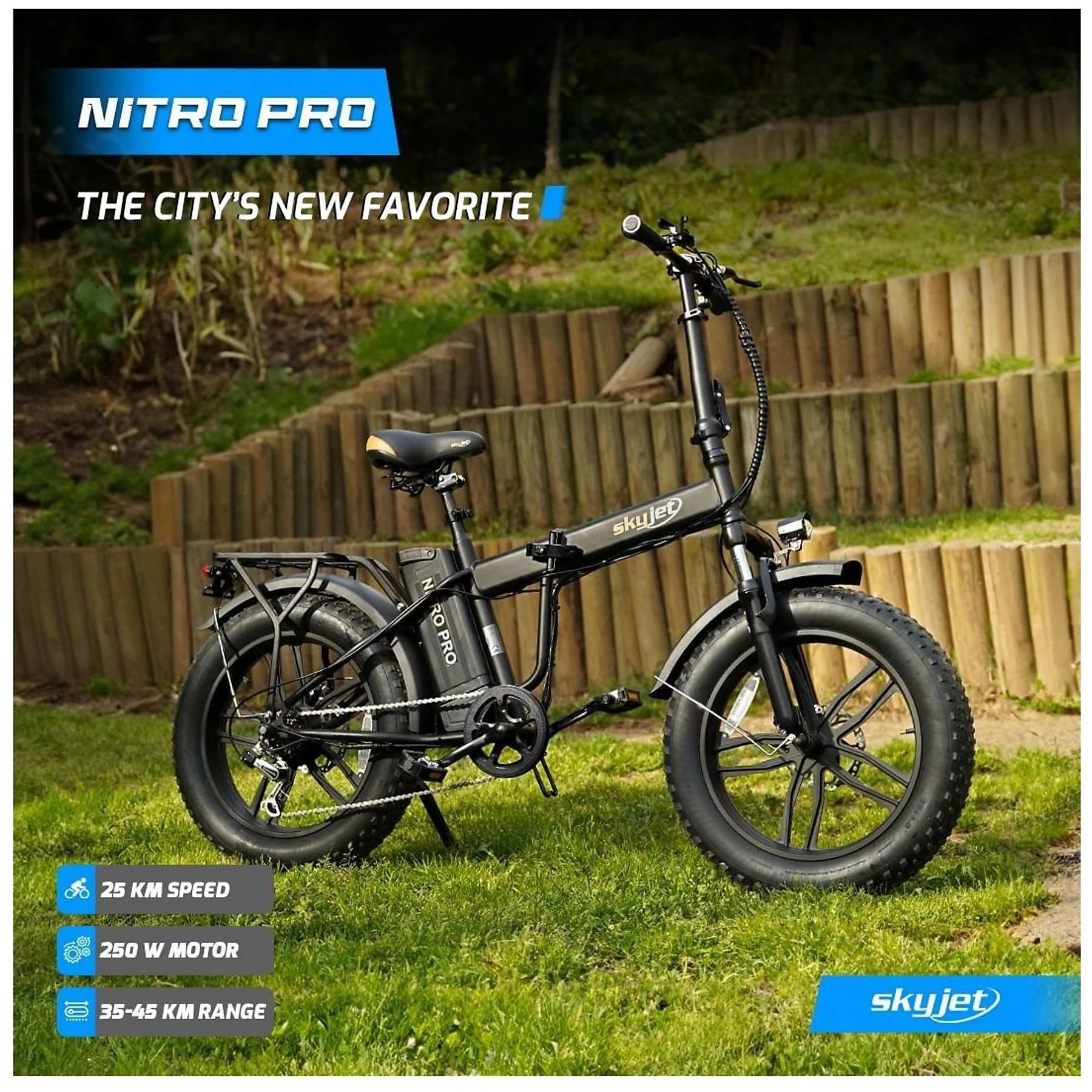 SKYJET Bici Elettrica Nitro Pro Nera 250W 36V 10Ah