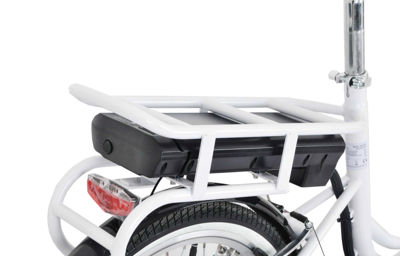 F.LLI SCHIANO E-Graziella Pieghevole 20″ acciaio motore 250W Batteria 36V 7.8 ah Bianca