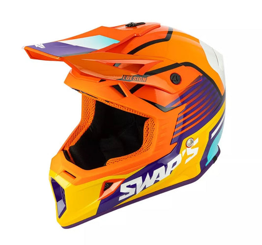 CASCO SWAP'S BLUR S818 ARANCIONE/GIALLO/AZZURRO