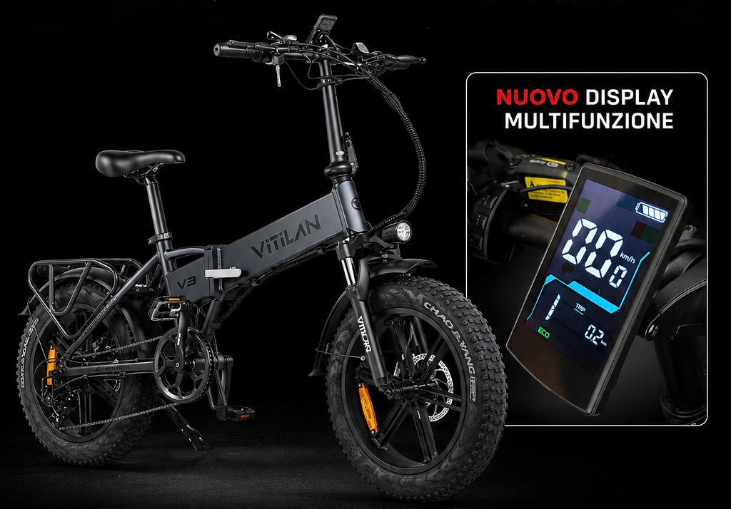 Vitilan V3 2.0 2026 - Fat Bike 20x4 Pieghevole, Motore 250W Batteria 48V 13Ah