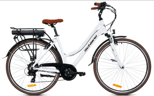 F.LLI SCHIANO City e-bike donna 28″ alluminio forcella ammortizzata Motore 250W Batteria 36V 10.4 ah Bianca