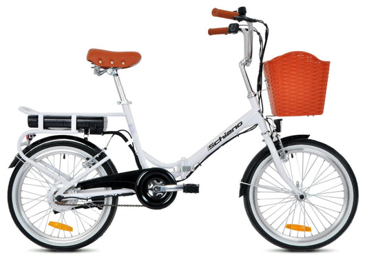 F.LLI SCHIANO E-Graziella Pieghevole 20″ acciaio motore 250W Batteria 36V 7.8 ah Bianca