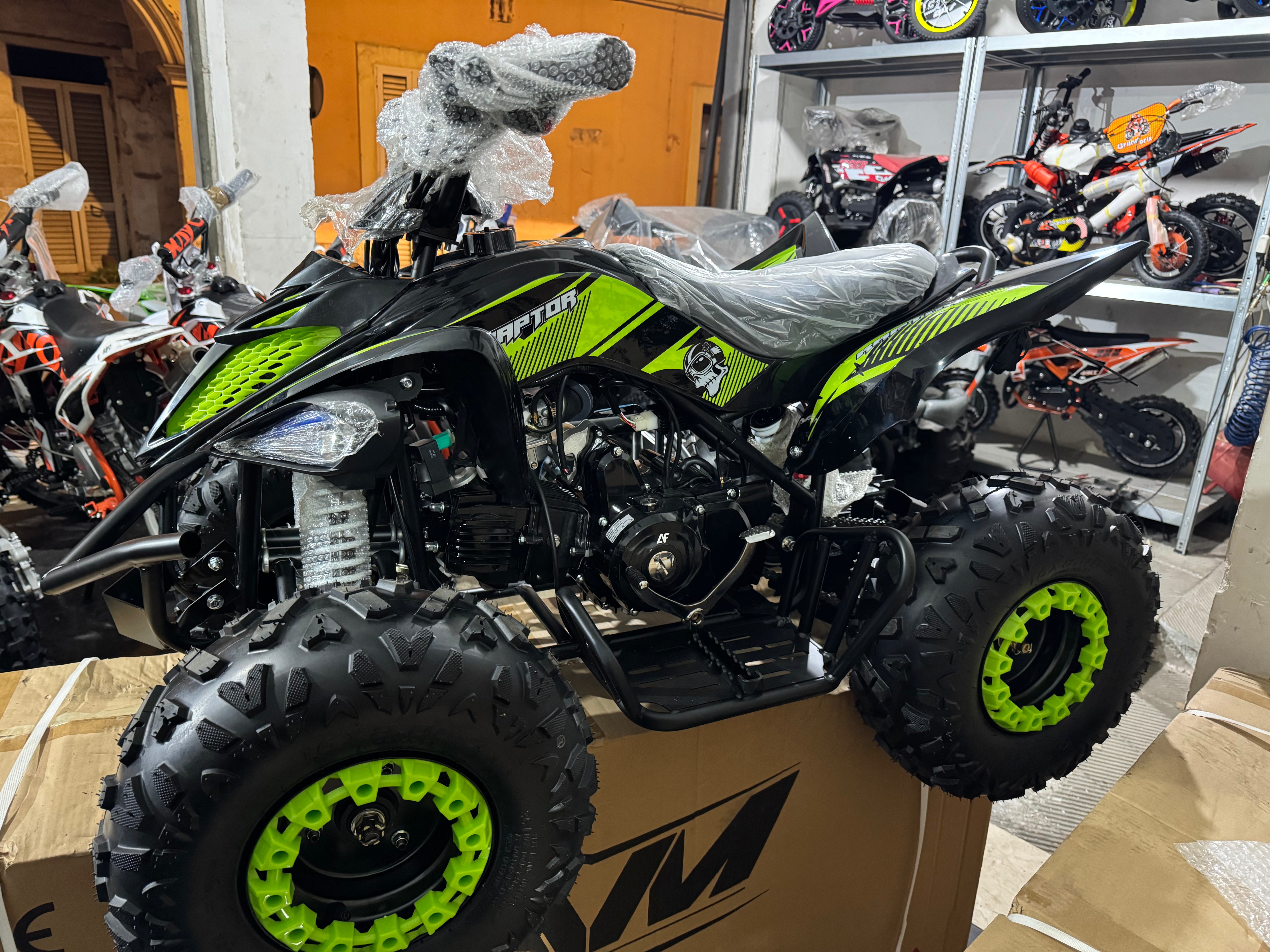 QUAD ATV AF RAPTOR 110cc 4 TEMPI AUTOMATICO CON RETROMARCIA E RUOTE 7”                                            *PRESTO NUOVAMENTE DISPONIBILE*