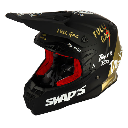 CASCO CROSS SWAP’S BLUR S818 NERO/ORO CON GRAFICHE
