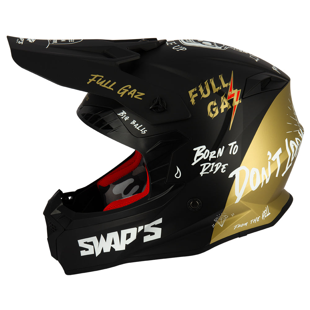 CASCO CROSS SWAP’S BLUR S818 NERO/ORO CON GRAFICHE