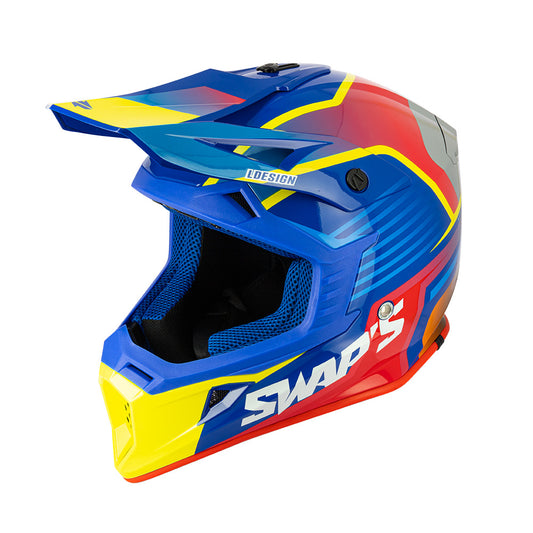 CASCO CROSS SWAP’S BLUR S818 BLU/ROSSO/GIALLO/ARANCIONE