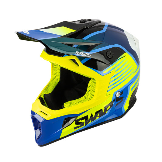 CASCO CROSS SWAP’S BLUR S818  GIALLO FLUO/BLU