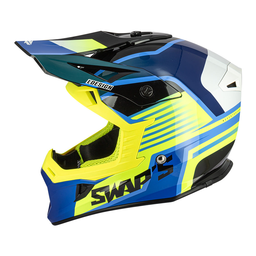 CASCO CROSS SWAP’S BLUR S818  GIALLO FLUO/BLU
